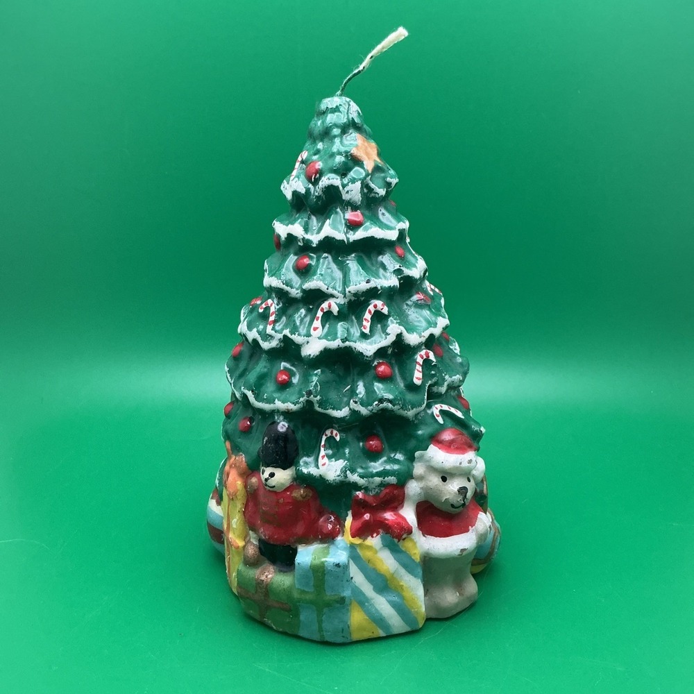 Vintage 6" Christmas Tree Candle with Presents Under Tree